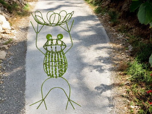 Twisted Metal Green Frog Plant Stand