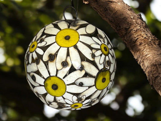 Oversize Metal White Daisy Flowers Ball ornament