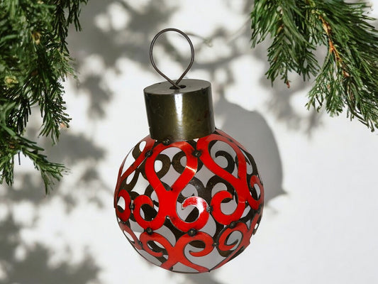 Oversize Metal Red Christmas Ball ornament