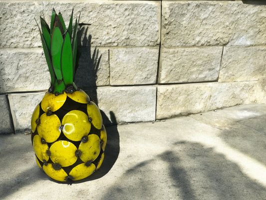 Metal Yellow Pineapple Sculpture