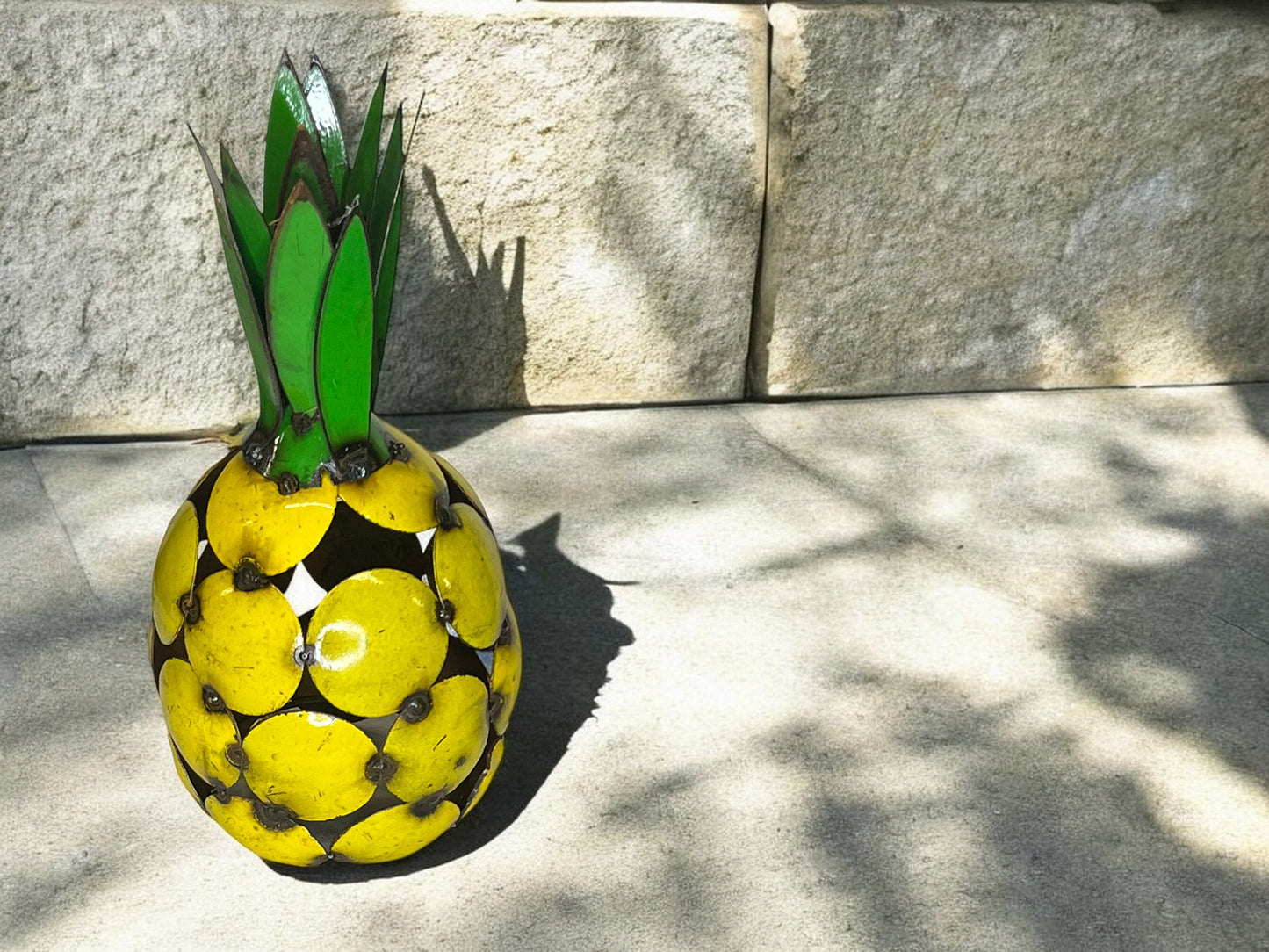 Metal Yellow Pineapple Sculpture