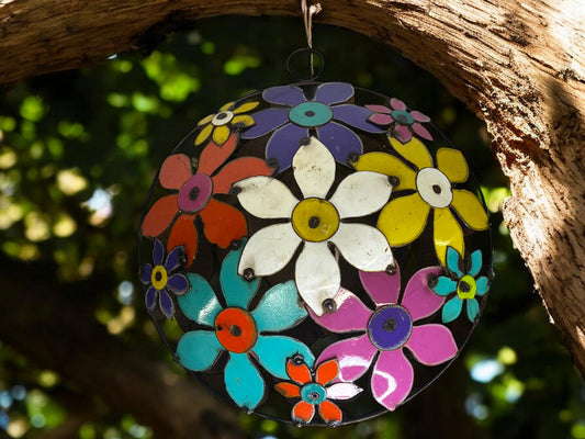 Oversize Metal Flowers Medallion ornament