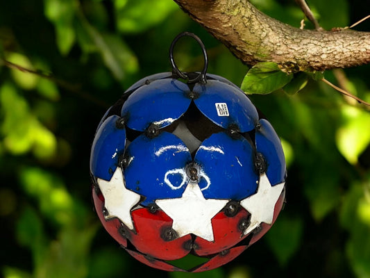 Hanging Metal American Flag Colors Ball ornament