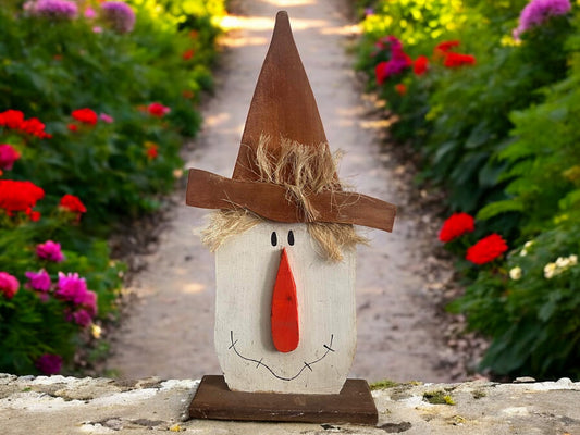 Rustic Wooden Scarecrow Head Decoration