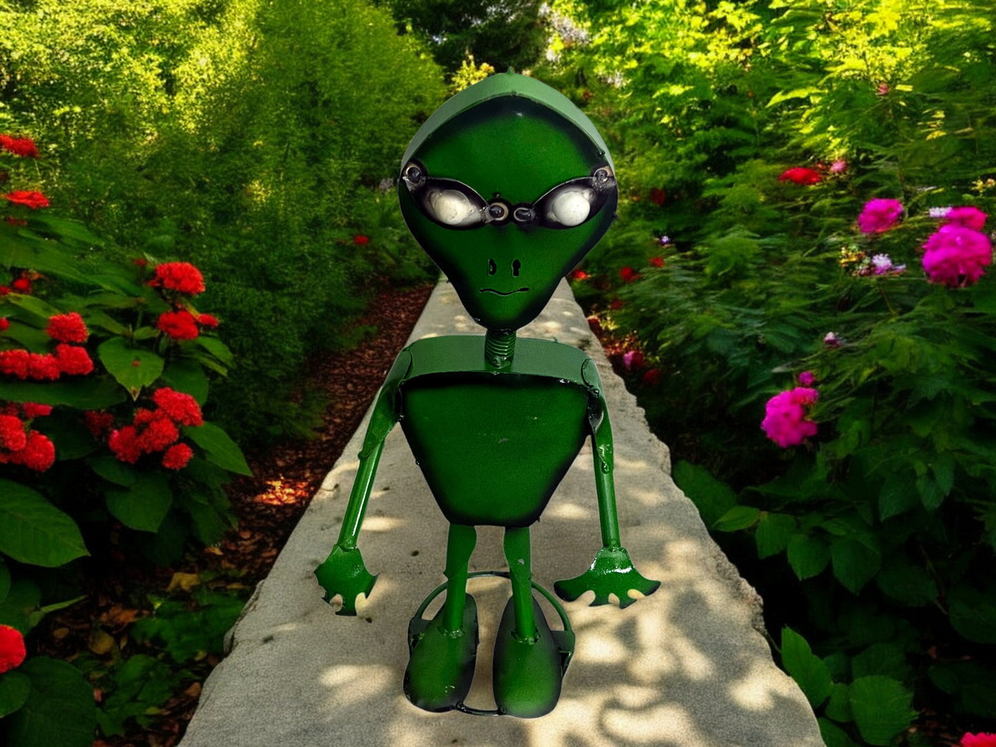 Green Alien Garden Sculpture