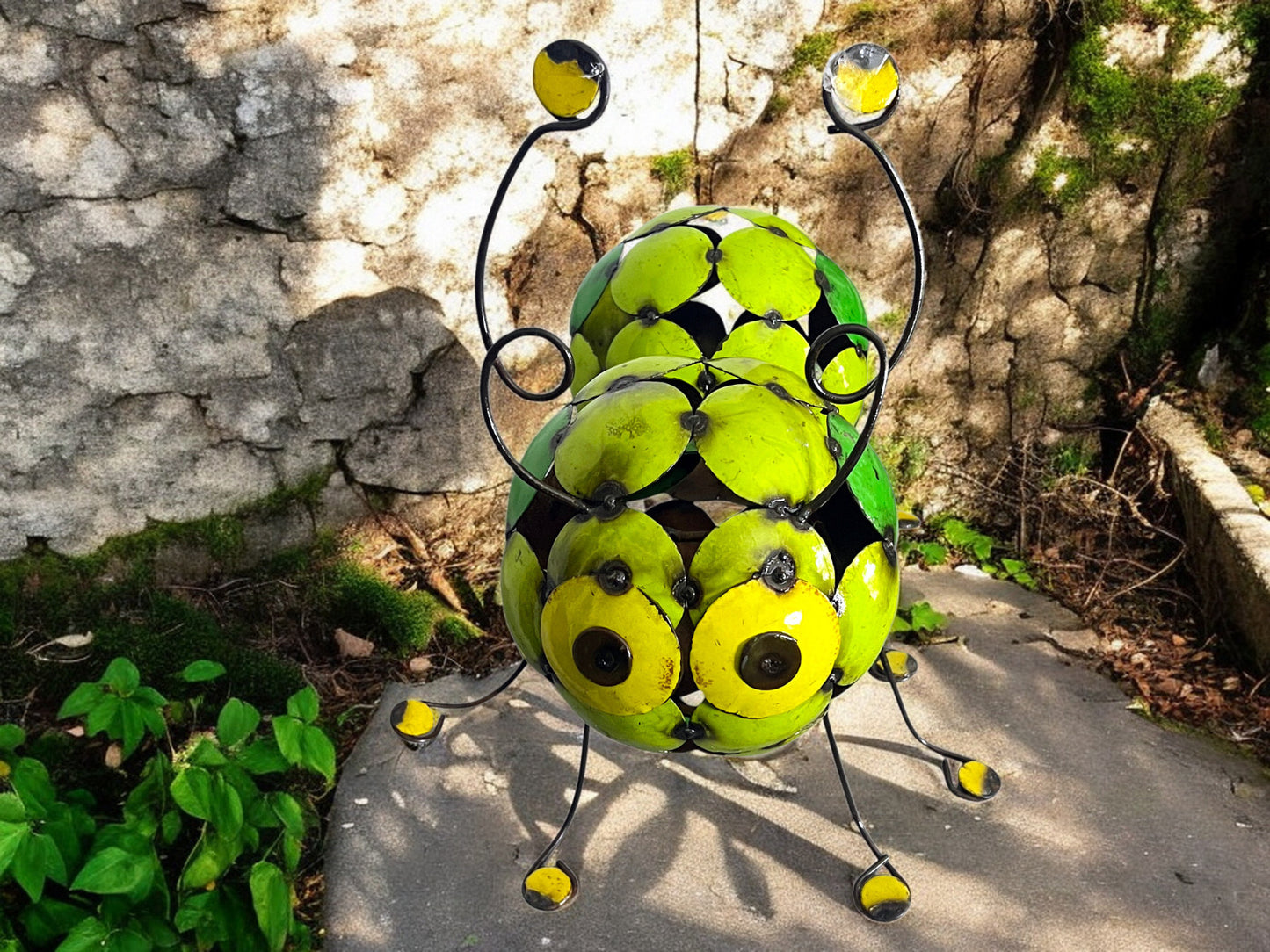 Metal Green Worm Garden Sculpture