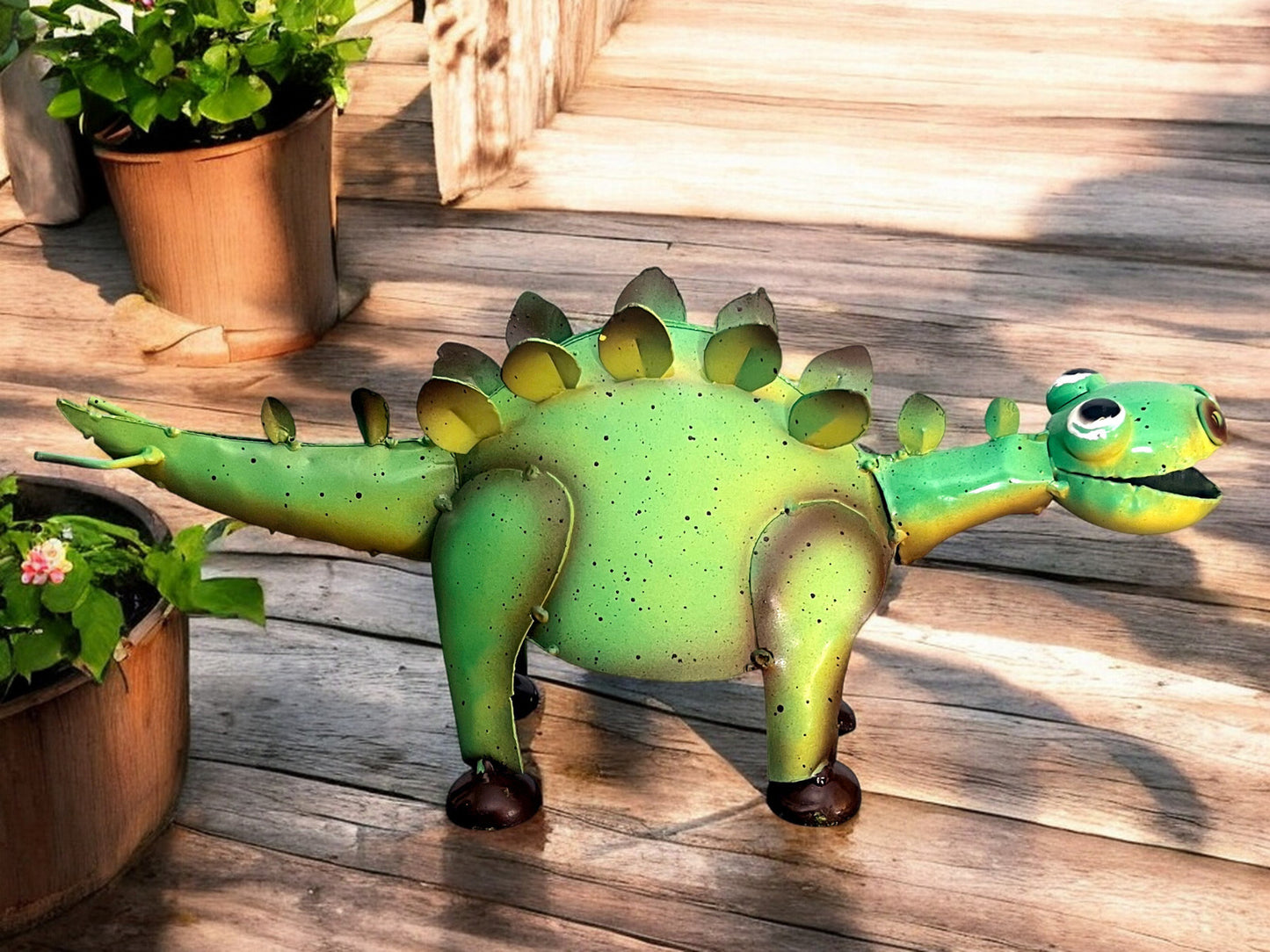 Green Stegosaurus Dinosaur Garden Sculpture