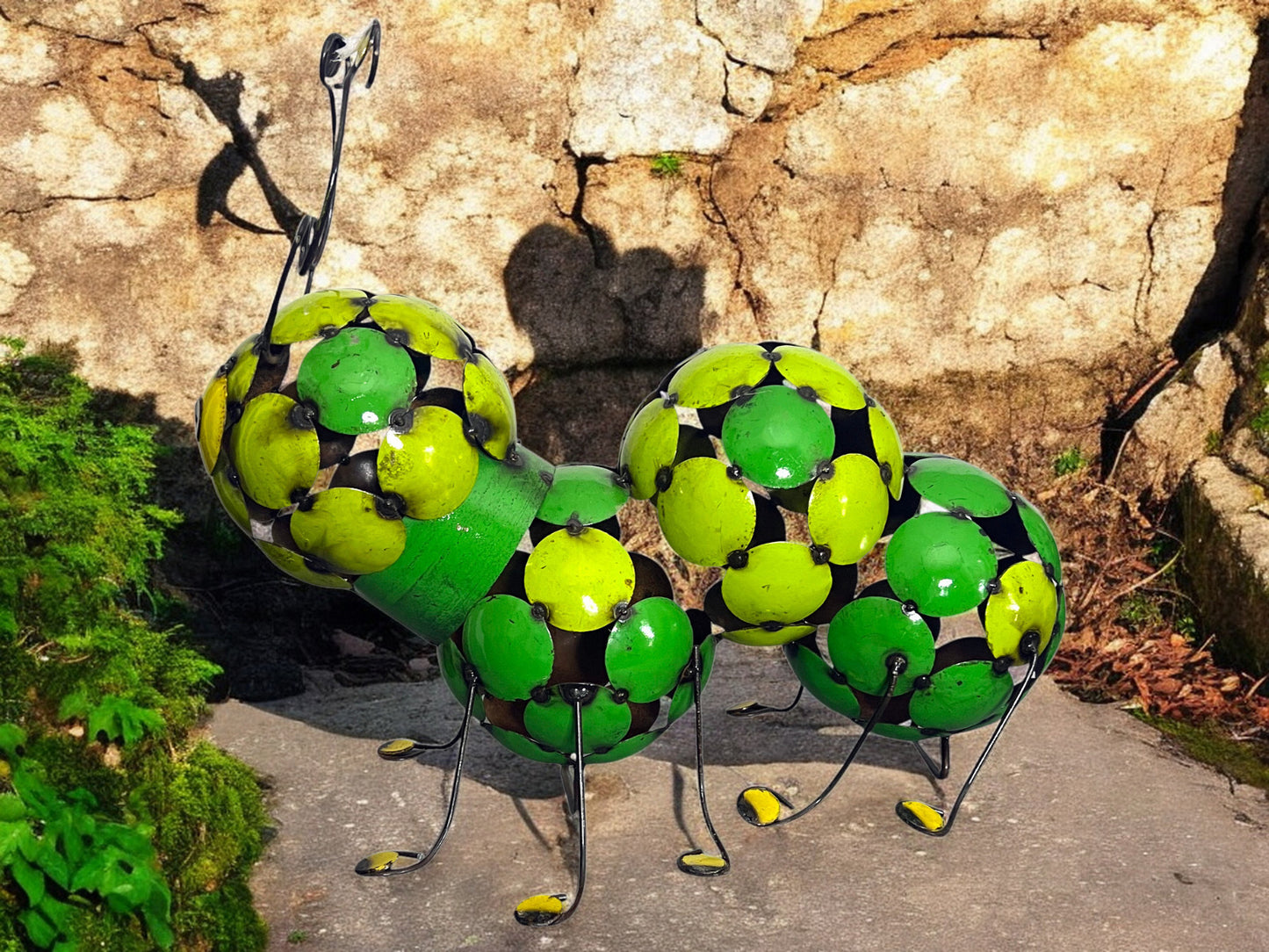 Metal Green Worm Garden Sculpture