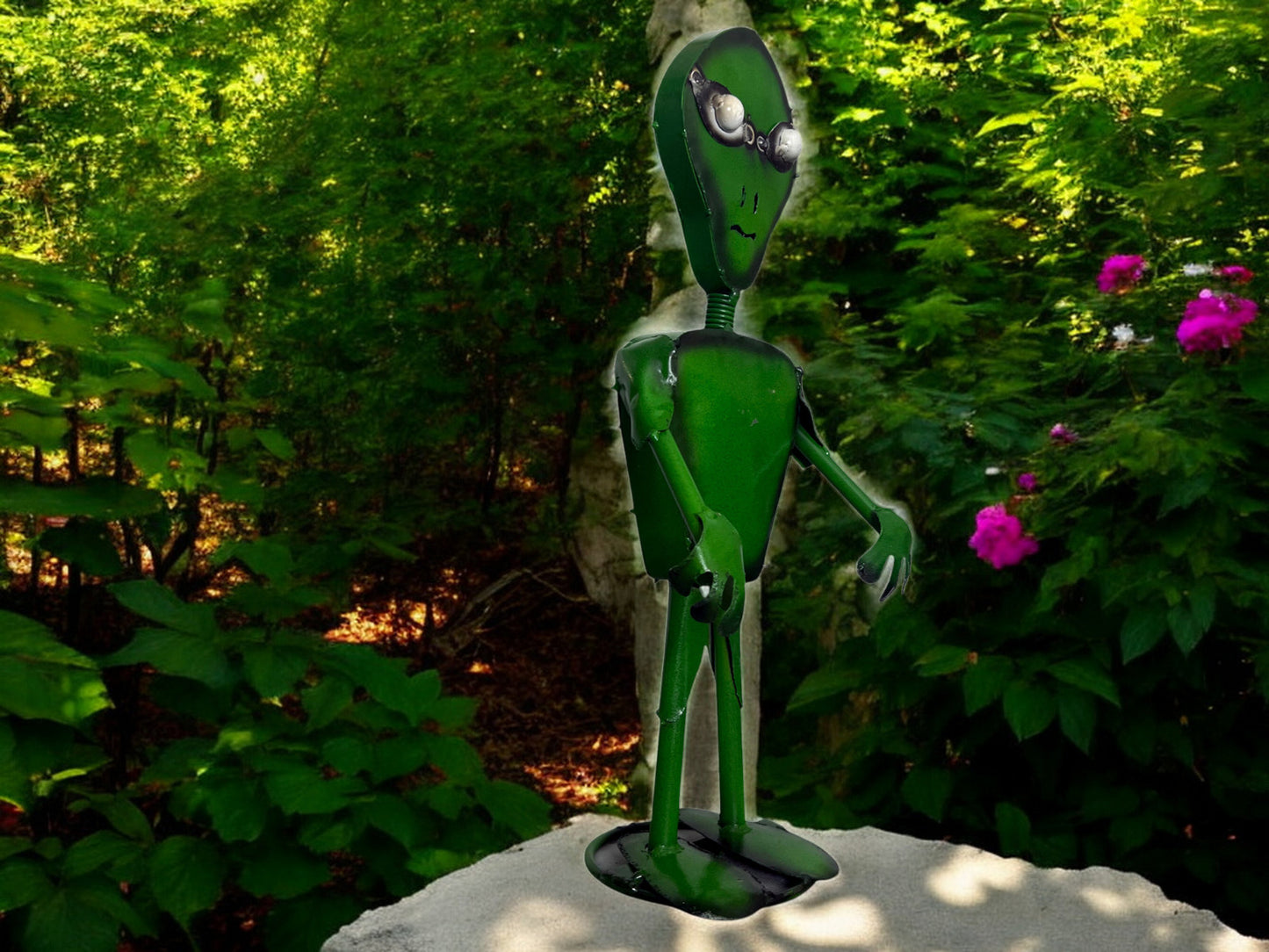 Green Alien Garden Sculpture