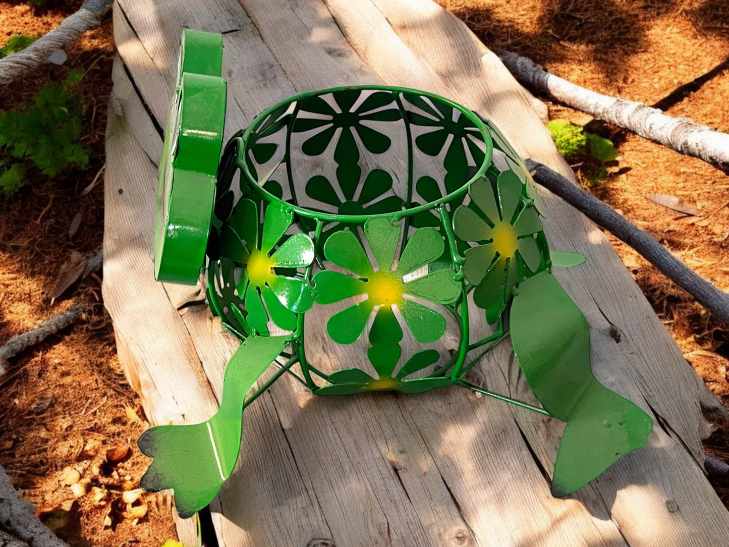 Green Frog with Flowers Plant Stand