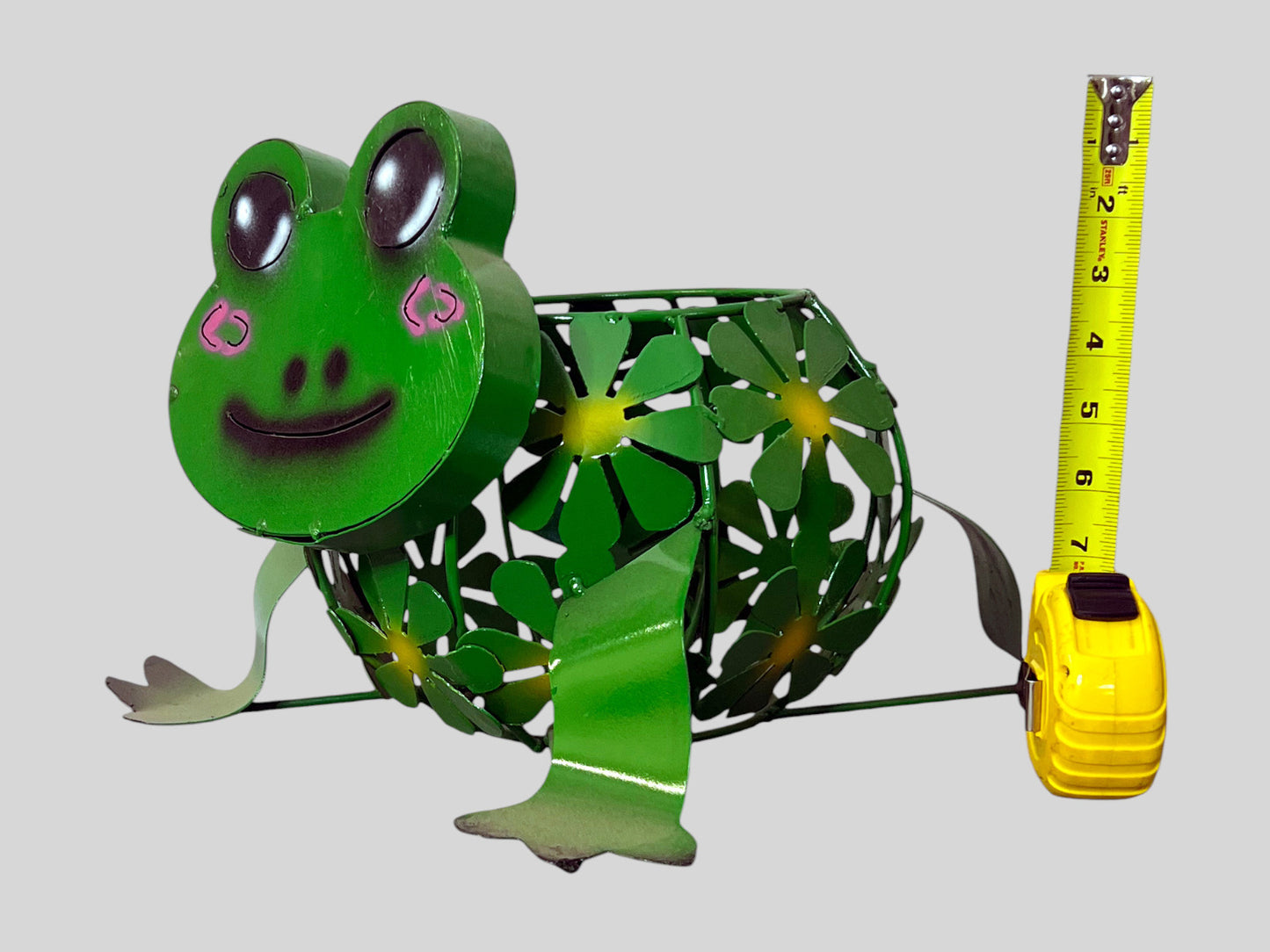 Green Frog with Flowers Plant Stand